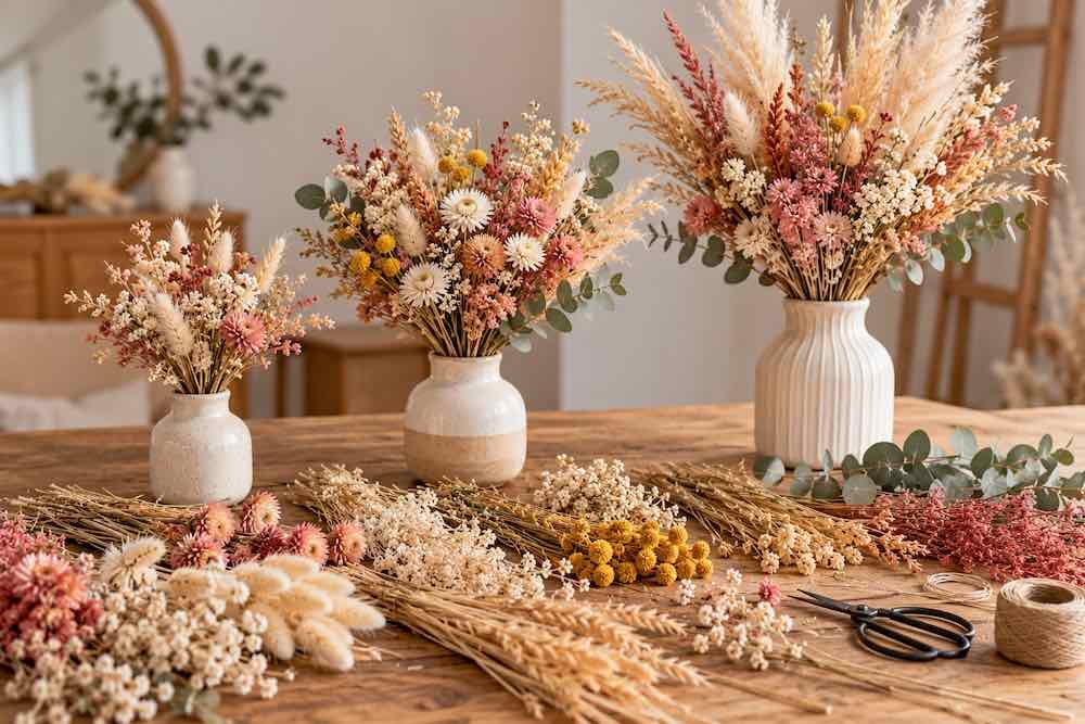 Quantité de fleurs séchées pour réaliser un bouquet