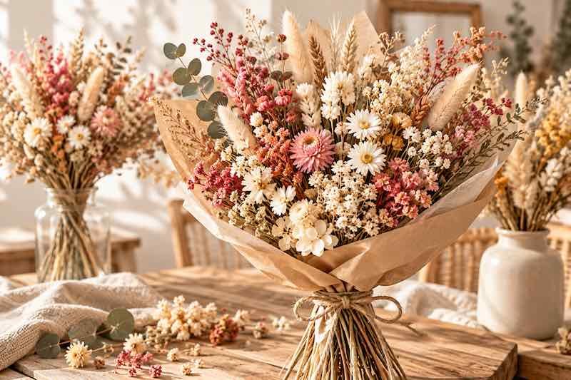 Bouquets de fleurs séchées