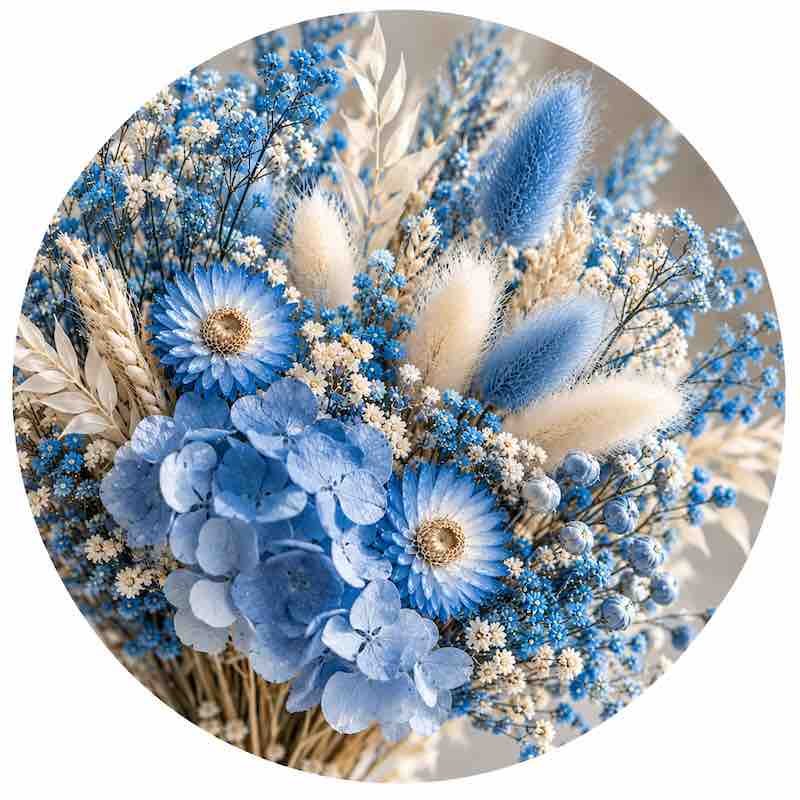 Fleurs séchées bleues